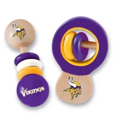 Baby Fanatic Wood Rattle 2 Pack - NFL Minnesota Vikings Baby Toy Set