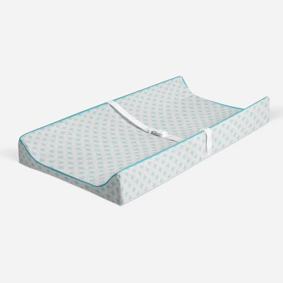 Bacati - Petals Quilted Muslin Changing Pad Cover Aqua 3 Bacati - Petals Quilted Muslin Changing Pad Cover Aqua