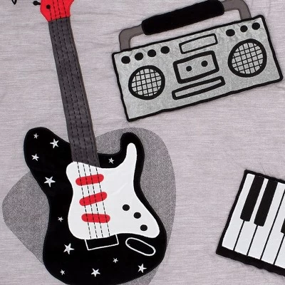 Lambs & Ivy Rock Star Musical Instruments 3-Piece Baby Crib Bedding Set - Gray 7 Lambs & Ivy Rock Star Musical Instruments 3-Piece Baby Crib Bedding Set - Gray - Image 5