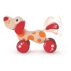 Hape Walk A Long Pepe The Puppy Wooden Push Pull Toy Can Sit, Stand, Roll, With Rubber Rimmed Wheels, For Toddlers Ages 1 And Up, Red And Orange