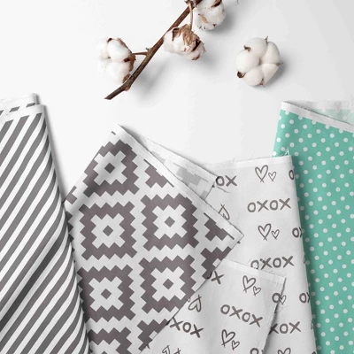 Bacati - Love Gray Mint 10 Pc Crib Bedding Set With 2 Crib Fitted Sheets 3 Bacati - Love Gray Mint 10 Pc Crib Bedding Set With 2 Crib Fitted Sheets