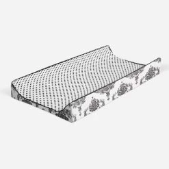 Bacati - Classic Damask White/Black Pin Dots Changing Pad Cover