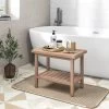 Costway 21'' Teak Wood Shower Bench 2-Tier Waterproof Bath Spa Stool With Storage Shelf -Baby World Shop GUEST 7fc22a6d 6ae8 445a a482 9df475273607