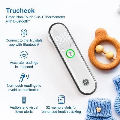 GE Truvitals Wireless Digital Forehead Thermometer For Adults, Kids And Babies, No Touch Instant Reading, LCD Screen & Tracking App (TM4000) 6 GE Truvitals Wireless Digital Forehead Thermometer For Adults, Kids And Babies, No Touch Instant Reading, LCD Screen & Tracking App (TM4000) - Image 4