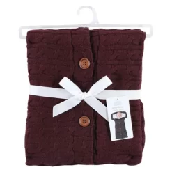Hudson Baby Infant Girl Faux Shearling Knitted Baby Lounge Stroller Wrap Sack, Burgundy, One Size