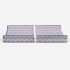 Bacati - Emma Coral/Navy Large Triangles Quilted Muslin Changing Pad Cover -Baby World Shop GUEST 8f9b4fc1 8164 43f5 b8dc 22a653991191
