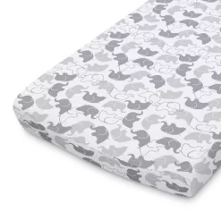 The Peanutshell Changing Pad Covers - Gray Elephants/Stripe 2pk