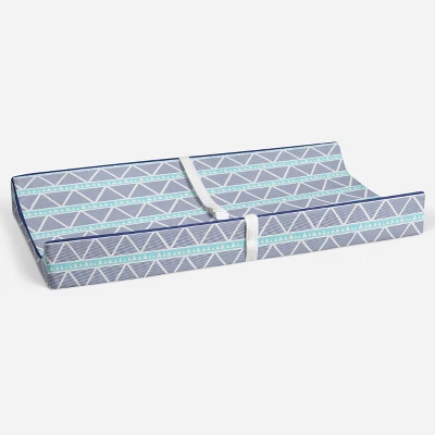 Bacati - Liam Aqua/Navy Large Triangles Quilted Muslin Changing Pad Cover 5 Bacati - Liam Aqua/Navy Large Triangles Quilted Muslin Changing Pad Cover - Image 3