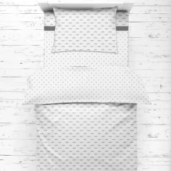 Bacati - Mustache/Plus Muslin 4 Pc Toddler Bedding Set, Gray -Baby World Shop GUEST 97004c86 cd56 4a7e 87c3 1903ef0d8e8b
