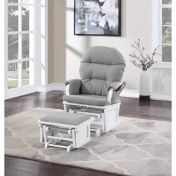 Suite Bebe Madison Glider & Ottoman - White/Oyster