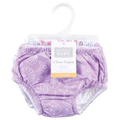 Hudson Baby Infant And Toddler Girl Swim Diapers, Sea Shells 3 Hudson Baby Infant And Toddler Girl Swim Diapers, Sea Shells