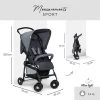 Hauck Sport T13 Lightweight Compact Foldable Stroller Pushchair With UV Protected Canopy And Swiveling And Lockable Front Wheels, Charcoal Stone
