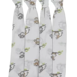 Bacati - Happy Monkeys Green/Gray/Beige Unisex Muslin Swaddling Blankets Set Of 4 7 Bacati - Happy Monkeys Green/Gray/Beige Unisex Muslin Swaddling Blankets Set Of 4 -Baby World Shop GUEST 9cdd8f63 db2b 4c05 a33b 2c520eb9b68f