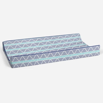 Bacati - Liam Aqua/Navy Large Triangles Quilted Muslin Changing Pad Cover 4 Bacati - Liam Aqua/Navy Large Triangles Quilted Muslin Changing Pad Cover - Image 2