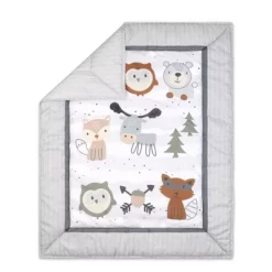 The Peanutshell Woodland Walk Animal Baby Crib Bedding Set - Gray - 3pc