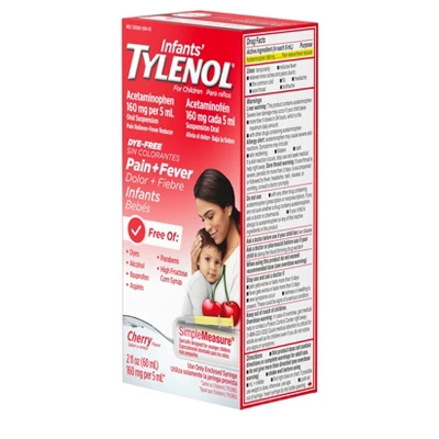 Infants' Tylenol Pain & Fever Reducer Liquid - Acetaminophen - Dye-Free Cherry - 2 Fl Oz 6 Infants' Tylenol Pain & Fever Reducer Liquid - Acetaminophen - Dye-Free Cherry - 2 Fl Oz - Image 4