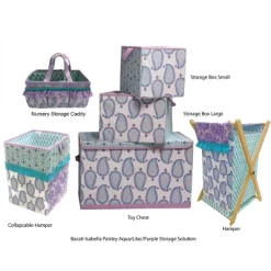 Bacati - Isabella Paisley Aqua/Lilac/Purple Collapsible Laundry Hamper -Baby World Shop GUEST a5030de7 4635 4ed0 9e5c 0087363ac755
