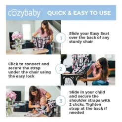 CozyBaby Portable Easy Seat Washable Travel Cloth High Chair Baby Seat With Secure Reinforced Safety Harness And Travel Bag, Gray -Baby World Shop GUEST a5e6a541 479b 4337 934a e71fd5ffa59e