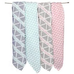 Bacati - Emma Aztec Print Coral/Mint/Navy Triangles Muslin Swaddling Blankets Set Of 4 -Baby World Shop GUEST a617ce91 a274 47d2 85b9 f32792134e34