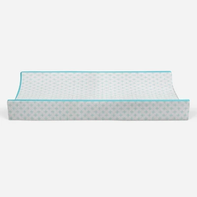 Bacati - Petals Quilted Muslin Changing Pad Cover Aqua 6 Bacati - Petals Quilted Muslin Changing Pad Cover Aqua - Image 4
