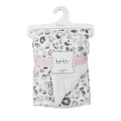 Nicole Miller Cheetah Printed Mink/Sherpa Backing Kids' Throw Blanket - Gray