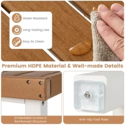 Costway 24'' X 12'' Heavy Duty Waterproof HDPE Shower Bench Stool With Storage Shelf Off White & Brown -Baby World Shop GUEST aa959070 140f 41f4 8289 0183ee294a45