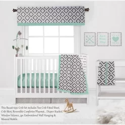 Bacati - Love Gray Mint 10 Pc Crib Bedding Set With 2 Crib Fitted Sheets 14 Bacati - Love Gray Mint 10 Pc Crib Bedding Set With 2 Crib Fitted Sheets -Baby World Shop GUEST b05e8472 7774 48f6 8bb6 145278046c70