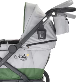 Larktale Caravan Coupe - Compact 2-Seater Stroller Wagon With Small Fold - Adjustable Canopies Included - Gray/Green
