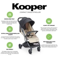 Joovy Kooper Lightweight Compact Single Stroller With Tray, Sand