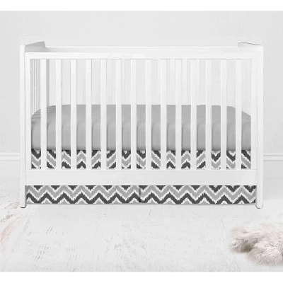 Bacati - Ikat Chevron White Grey Neutral 10 Pc Crib Set With Long Rail Guard Cover & 4 Muslin Swaddling Blankets 6 Bacati - Ikat Chevron White Grey Neutral 10 Pc Crib Set With Long Rail Guard Cover & 4 Muslin Swaddling Blankets - Image 4