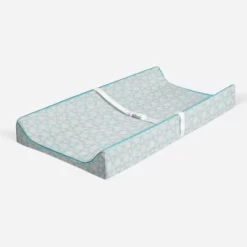 Bacati - Floral Quilted Muslin Changing Pad Cover Aqua