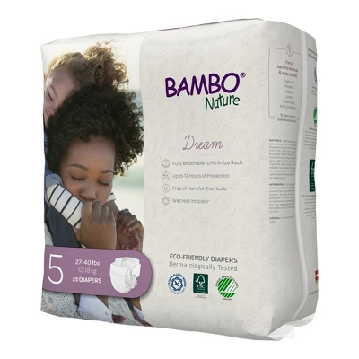 Bambo Nature Baby Diapers, Heavy Absorbency, Eco-Friendly, Size 5, 25 Count, 12 Packs, 300 Total 5 Bambo Nature Baby Diapers, Heavy Absorbency, Eco-Friendly, Size 5, 25 Count, 12 Packs, 300 Total - Image 3