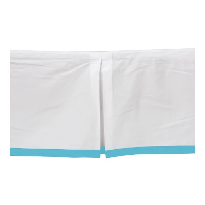 Bacati - White With Band On Bottom Crib/Toddler Bed Skirt - Aqua 5 Bacati - White With Band On Bottom Crib/Toddler Bed Skirt - Aqua - Image 3