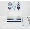 Bacati - Noah Muslin Mint Navy 4 Pc Crib Bedding Set With Sleeping Bag