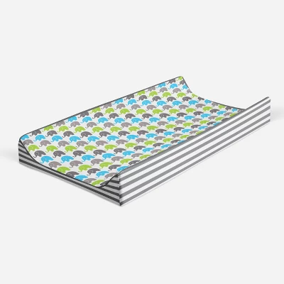 Bacati - Elephants Aqua/Lime/Gray Mini Elephants Changing Pad Cover 4 Bacati - Elephants Aqua/Lime/Gray Mini Elephants Changing Pad Cover - Image 2