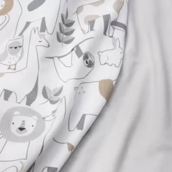 Crib Fitted Sheets Animals And Gray Solid - Cloud Island™ - 2pk