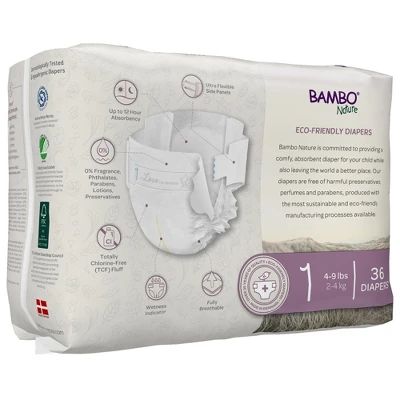 Bambo Nature Dream Disposable Diapers, Eco-Friendly, Size 1 3 Bambo Nature Dream Disposable Diapers, Eco-Friendly, Size 1