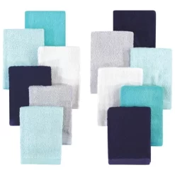 Hudson Baby Infant Boy Rayon From Bamboo Woven Washcloths 12pk, Navy Teal, One Size