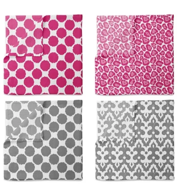 Bacati - Ikat Dots Leopard Pink Grey Girls 10 Pc Crib Set With 2 Crib Fitted Sheets 4 Muslin Swaddling Blankets 5 Bacati - Ikat Dots Leopard Pink Grey Girls 10 Pc Crib Set With 2 Crib Fitted Sheets 4 Muslin Swaddling Blankets - Image 3