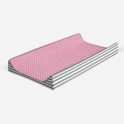 Bacati - Elephants Pink/Gray Pink Pin Dots Quilted Top Changing Pad Cover