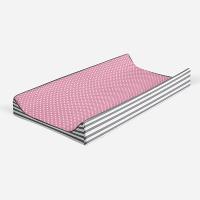 Bacati - Elephants Pink/Gray Pink Pin Dots Quilted Top Changing Pad Cover 3 Bacati - Elephants Pink/Gray Pink Pin Dots Quilted Top Changing Pad Cover