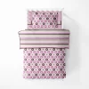 Bacati - Mod Dots Stripes Pink Fuschia Beige Chocolate 4 Pc Toddler Bedding Set
