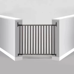 KidCo G2304 Angle Mount Safeway Top Of Stairs Quick Release Baby Gate For Blocking Stairs Or Hallways And Dividing Rooms, 42.5 X 31 Inch, Bamboo, Gray