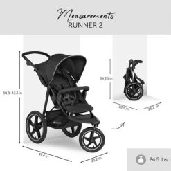 Hauck Runner 2 Compact Foldable Tricycle Jogger Buggy Stroller Pushchair With Height-Adjustable Handle, Large Pneumatic Wheels, & UPF 50 Canopy, Black -Baby World Shop GUEST d4a225d1 70dc 4de5 9f94 82d11dc589ee