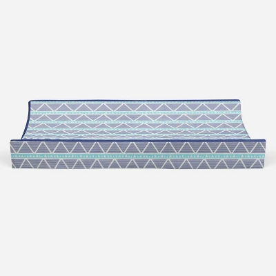 Bacati - Liam Aqua/Navy Large Triangles Quilted Muslin Changing Pad Cover 6 Bacati - Liam Aqua/Navy Large Triangles Quilted Muslin Changing Pad Cover - Image 4