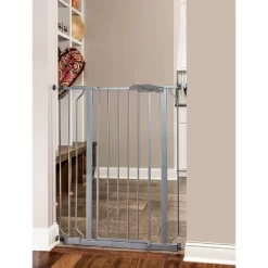Regalo Extra Tall Easy Step Metal Walk Through Baby Gate - Platinum