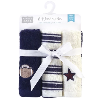Hudson Baby Infant Boy Super Soft Cotton Washcloths, Football, One Size 3 Hudson Baby Infant Boy Super Soft Cotton Washcloths, Football, One Size