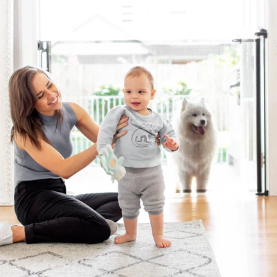 Perma Child Safety Outdoor Retractable Baby Gate 41" Extra Tall, Extends To 71" Wide, Gray 4 Perma Child Safety Outdoor Retractable Baby Gate 41" Extra Tall, Extends To 71" Wide, Gray - Image 2