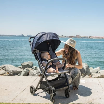 Inglesina Quid Baby Stroller - Ultra-Compact & Folding, Large Canopy, Travel-Friendly Fits In Airplane Overhead - Age 3 Months To 50 Lbs, College Navy 6 Inglesina Quid Baby Stroller - Ultra-Compact & Folding, Large Canopy, Travel-Friendly Fits In Airplane Overhead - Age 3 Months To 50 Lbs, College Navy - Image 4
