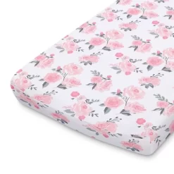 The Peanutshell Changing Pad Covers - Pink Roses/Floral 2pk